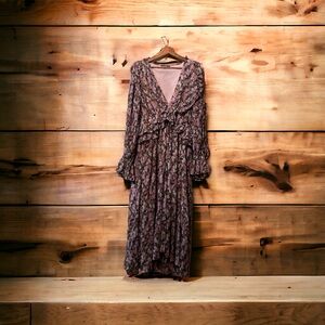 Nasty Gal Purple Floral Midi Dress